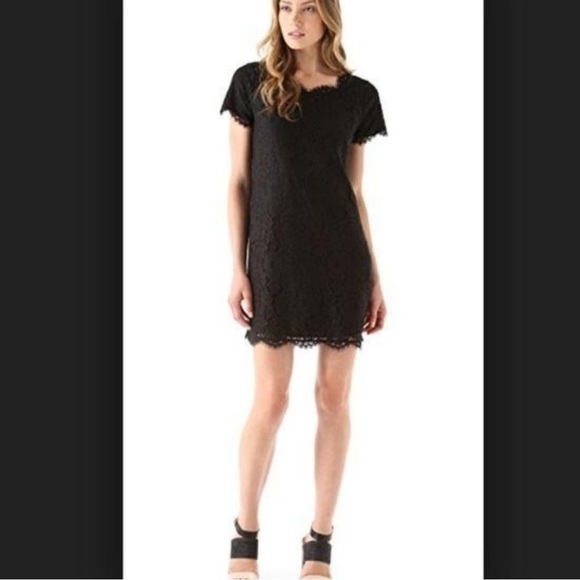 Joie Susina Short Sleeve Lace Sheath Dress‎ in Black Size Extra Small - Picture 6 of 6